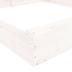 Greatstore Pískoviště se sedáky bílé čtverec masivní borové dřevo