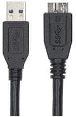 Nedis kabel USB 3.0/ zástrčka USB-A - zástrčka USB-Micro B/ černý/ bulk/ 1m