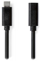 Nedis prodlužovací kabel USB 3.2 Gen 1/ USB-C zástrčka - USB-C zásuvka/ kulatý/ černý/ bulk/ 1m