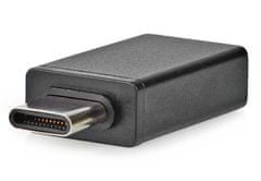 Nedis USB-C adaptér/ USB 3.2 Gen 1/ zástrčka USB-C/ zásuvka USB-A/ 5 Gbps/ OTG/ kulatý/ poniklovaný/ černý/ blistr