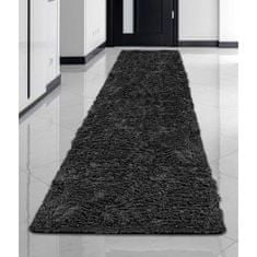 KOMFORTHOME Měkký chlupatý protiskluzový koberec 80x300 cm Barva černá