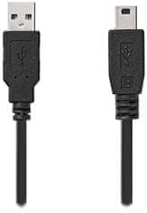 Nedis kabel USB 2.0/ zástrčka USB-A - zástrčka USB Mini-B 5 pinů/ černý/ bulk/ 3m