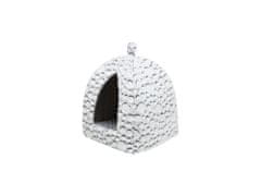 Trixie MILA plyšová jeskyňka s polštářem, 32 × 42 × 32 cm, bílá/šedá