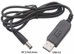 HADEX Redukce, step-up měnič USB 5V / DC5,5x2,1mm 12V/1A
