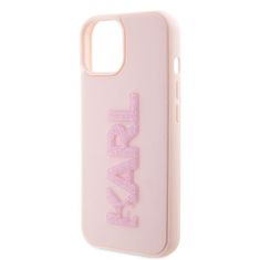 Karl Lagerfeld hard silikonové pouzdro iPhone 15 6.1" pink 3D Rubber Glitter Logo