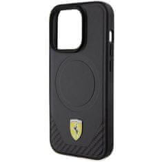 Ferrari hard silikonové pouzdro iPhone 15 PRO 6.1" black Carbon Metal Logo MagSafe