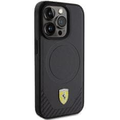 Ferrari hard silikonové pouzdro iPhone 15 PRO 6.1" black Carbon Metal Logo MagSafe