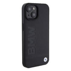 Bmw hard silikonové pouzdro iPhone 15 6.1" black Leather Hot Stamp MagSafe