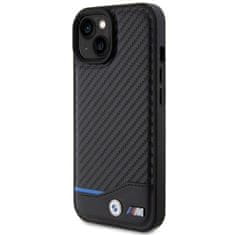 Bmw hard silikonové pouzdro iPhone 15 6.1" black Leather Carbon