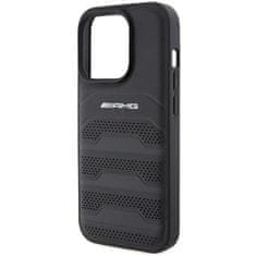 MERCEDES AMG hard obal na iPhone 15 PRO 6.1" Black Leather Debossed Lines