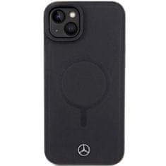 MERCEDES hard obal na iPhone 15 6.1" Black Smooth Leather MagSafe