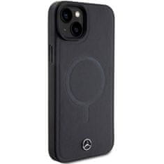 MERCEDES hard obal na iPhone 15 PLUS 6.7" Black Smooth Leather MagSafe