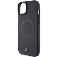 MERCEDES hard obal na iPhone 15 PLUS 6.7" Black Smooth Leather MagSafe