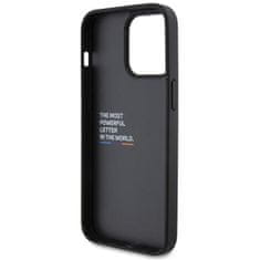 Bmw hard kožený obal iPhone 15 PRO MAX 6.7" Black Leather Stamp Tricolor