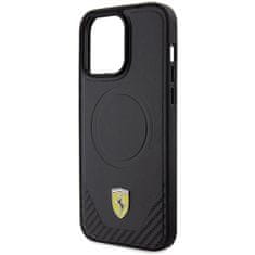 Ferrari hard silikonové pouzdro iPhone 15 PRO MAX 6.7" black Carbon Metal Logo MagSafe