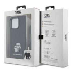 Karl Lagerfeld hard silikonové pouzdro iPhone 15 PRO MAX 6.7" black Crossbody Saffiano Metal Pin Karl & Choupette