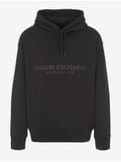Armani Exchange Černá pánská mikina s kapucí Armani Exchange XXL