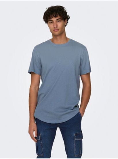 ONLY&SONS Modré pánské basic tričko ONLY & SONS Matt Longy