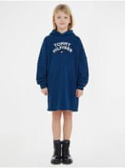 Tommy Hilfiger Modré holčičí mikinové šaty s kapucí Tommy Hilfiger 164