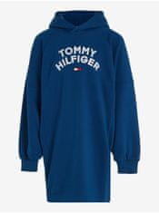Tommy Hilfiger Modré holčičí mikinové šaty s kapucí Tommy Hilfiger 160