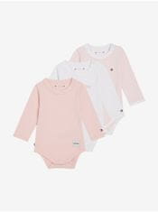 Tommy Hilfiger Sada tří holčičích bodýček v bílé a růžové barvě Tommy Hilfiger 56