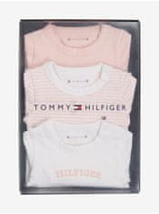 Tommy Hilfiger Sada tří holčičích bodýček v bílé a růžové barvě Tommy Hilfiger 80