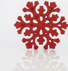 Eurolamp SA Vánoční ozdoby Plastové červené sněhové vločky, 11 cm, SET 5 ks