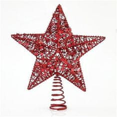 Eurolamp SA Hvězda na špičku vánočního stromku, červená 30 cm