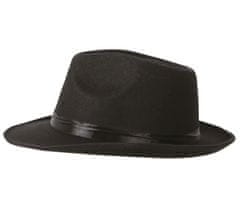 Guirca Mafiánský pánský klobouk černý s černou mašlí
