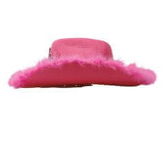 Guirca Dámský kovbojský klobouk růžový s brož kamínky