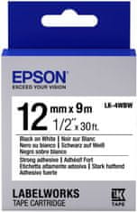 Epson LabelWorks LK-4WBW, páska pro tiskárny etiket, 12mm, 9m, černo-bílá (C53S654016)