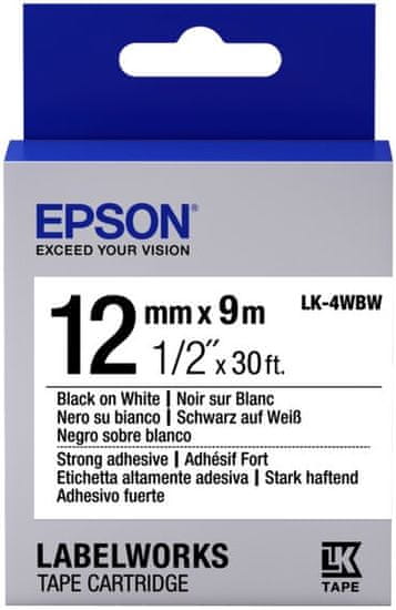 Epson LabelWorks LK-4WBW, páska pro tiskárny etiket, 12mm, 9m, černo-bílá (C53S654016)