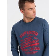 OMBRE Pánské tričko s dlouhým rukávem a potiskem V2 OM-LSPT-0116 modré MDN124239 S