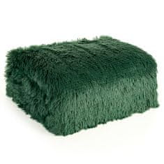 Eurofirany přehoz na postel TIFANY 170x210 Design91 tmavě zelený s kožešinovou texturou