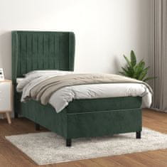shumee Box spring postel s matrací tmavě zelená 90x190 cm samet