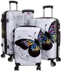 MONOPOL Sada kufrů Butterfly White 3-set