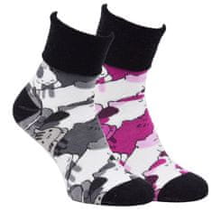 OXSOX OXSOX dámské veselé bavlněné froté vzorované ponožky 6501923 2pack, růžová/šedá, 35-38