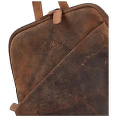 Green Wood Praktický kožený batoh Indila, hnědý