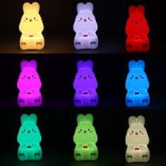 KIK Dětské silikonové noční světlo LED bílé s růžovým zajíčkem