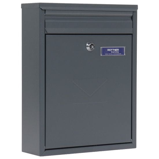 Rottner Como poštovní schránka antracit | Cylindrický zámek | 25 x 32 x 8.5 cm