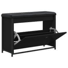 Greatstore Botníková lavice s výklopnou zásuvkou černá 82 x 32 x 56 cm