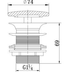 CERSANIT Výpust neuzaviratelná s keramickou zátkou bílá pro umyvadla bez přepadu náhrada za k99-0185 (K99-0224)