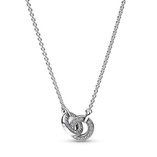 Pandora Slušivý stříbrný náhrdelník s kroužky Signature 392736C01-45