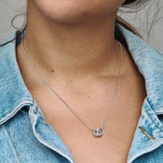 Pandora Slušivý stříbrný náhrdelník s kroužky Signature 392736C01-45