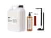 PRIJA Koupelnová sada: černý držák na láhev, šampon/sprchový gel 380ml + náplň 5l 