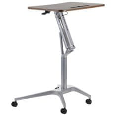 STEMA Výškově nastavitelný stůl SH-A10, šedý rám, deska ořech, výška 73,5-104 cm, deska 72x48 cm.