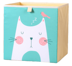 Dream Creations Látkový box na hračky kočka tyrkysový 33x33x33 cm