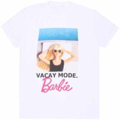 CurePink Unisex tričko Barbie: Prázdninová nálada (M) bílá bavlna