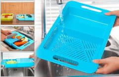 CoolCeny Kuchyňské prkénko s odkapávačem - Modrá