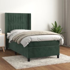 shumee Box spring postel s matrací tmavě zelená 90x190 cm samet
